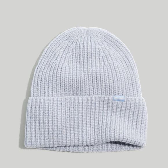 Madewell Alpaca Blend Cuffed Beanie Hat Ribbed Knit Serene Blue NEW - Picture 1 of 5